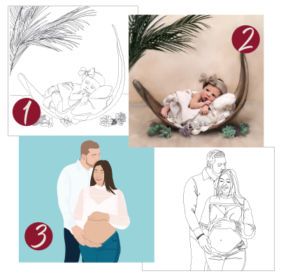 illustrierte Kinder und Paare als Weihnachtsgeschenk 